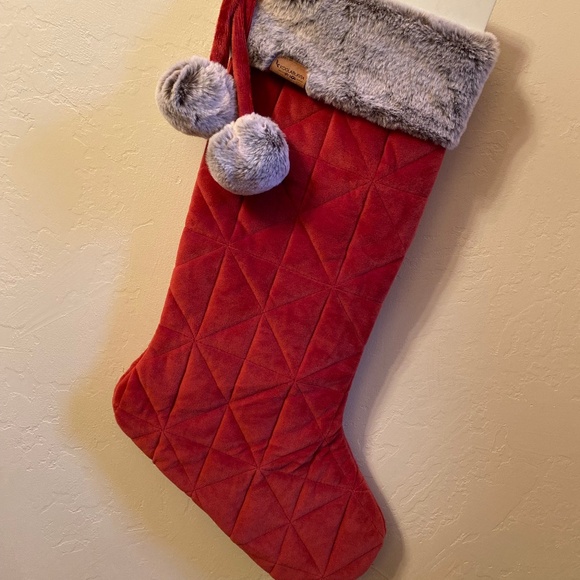 NWT Koolaburra Jasper Red with gray Faux Fur trim Holiday stockings * LOT of 4 * - Picture 4 of 4